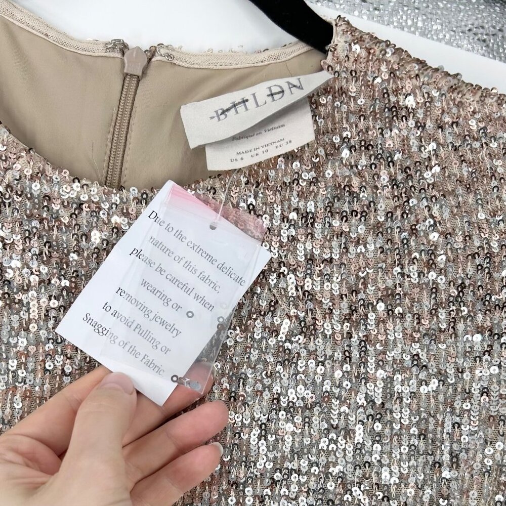 NWT BHLDN Anthropologie Carys Ombre Sequin Long Sleeve Mini Dress - Picture 7 of 12